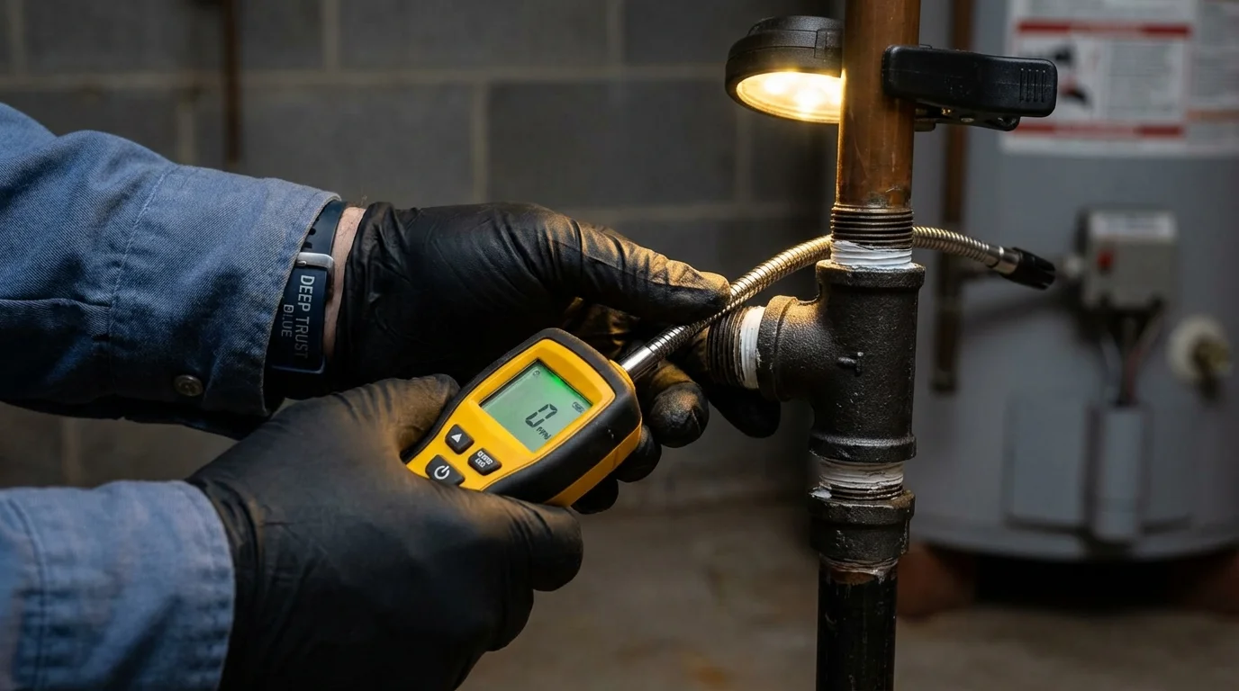 Gas leak detection with electronic sniffer by Johns Plumbing LLC in Venice