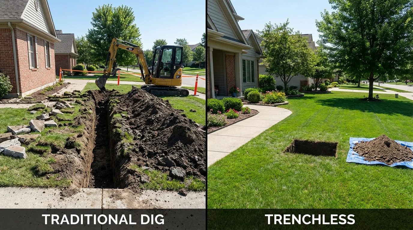 Trenchless sewer repair with minimal yard damage versus traditional excavation in Venice, FL